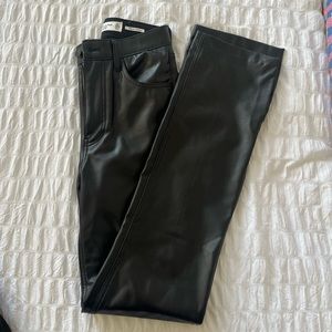 Black flare leather pants